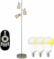 ３灯フロアライト 間接照明 デザイン照明 LED電球付き　ホワイト Amazon.co.jp : 共同照明 フロアライト 3灯 ナチュラル フロア